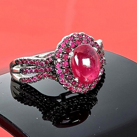 925 Sterling Silver Ring with Natural Ruby 8x6mm. - Picture 9 of 10